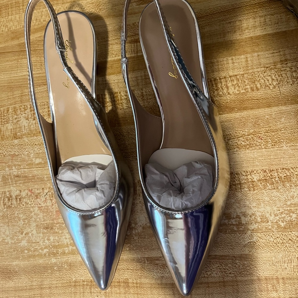 Elegant Silver Slingback Heels